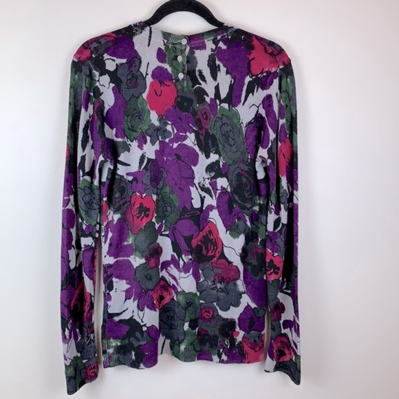 Ellen Tracy 100% Merino Wool Floral Print Sweater - Picture 4 of 7